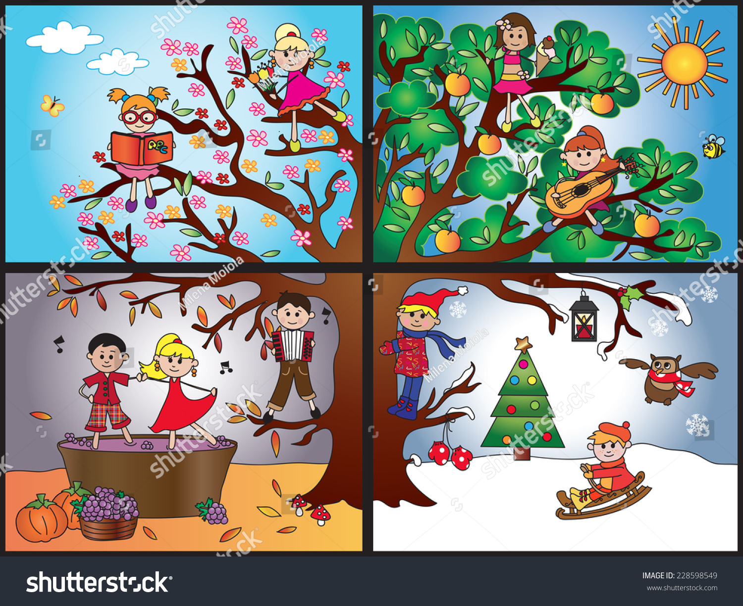 请登录 | illustration of tree representing the four seasons