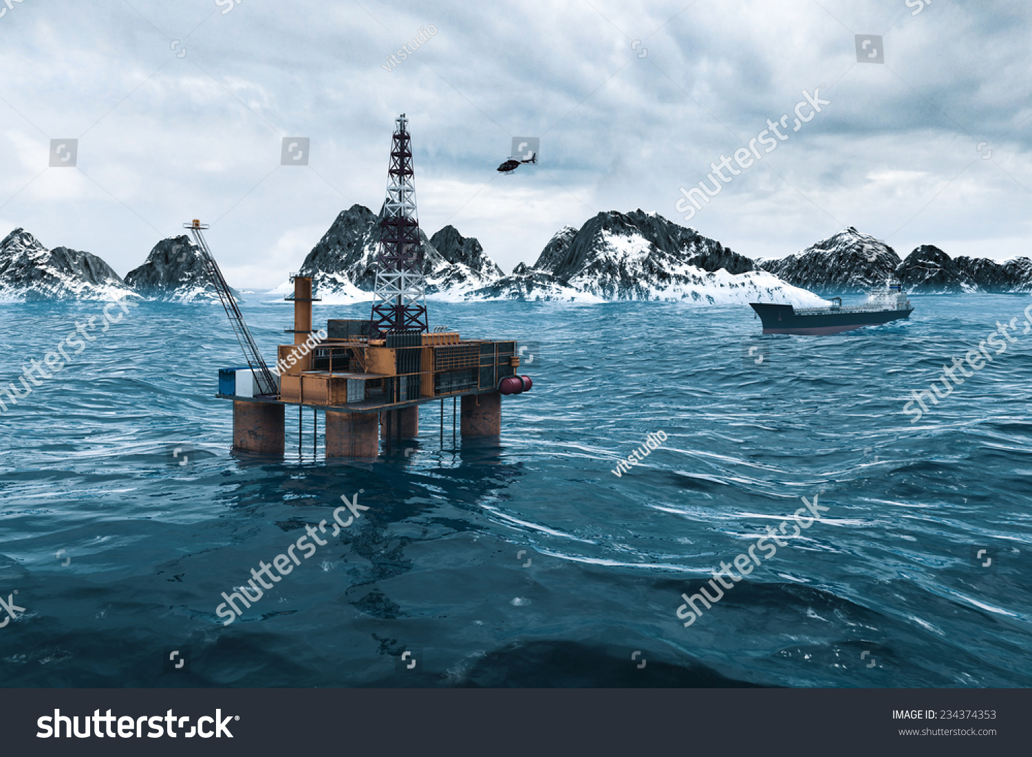 请登录 | 原标题 oil platform in the arctic ocean 版权:vitstudio