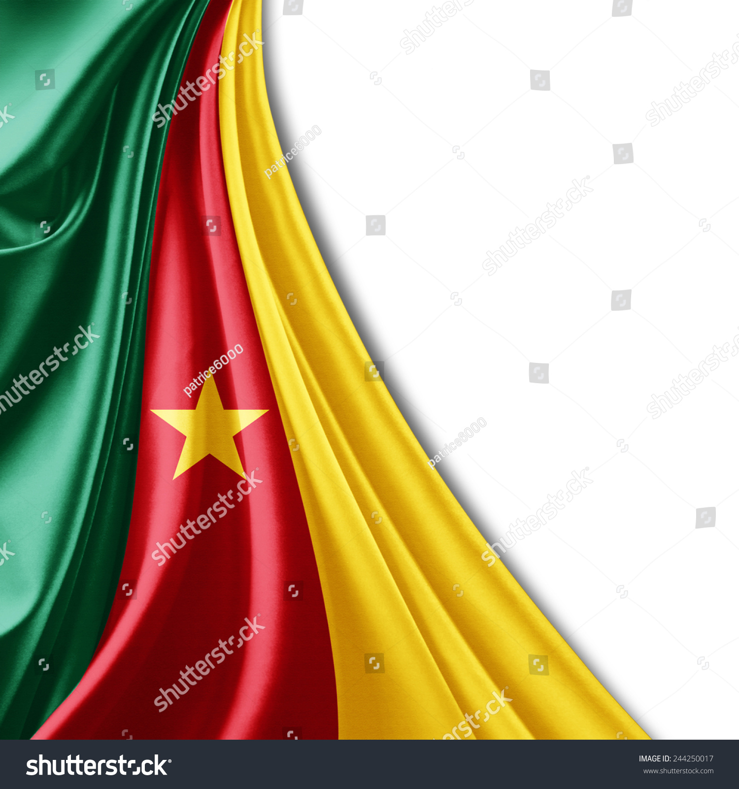 喀麦隆国旗和白色背景-背景\/素材,符号\/标志-海