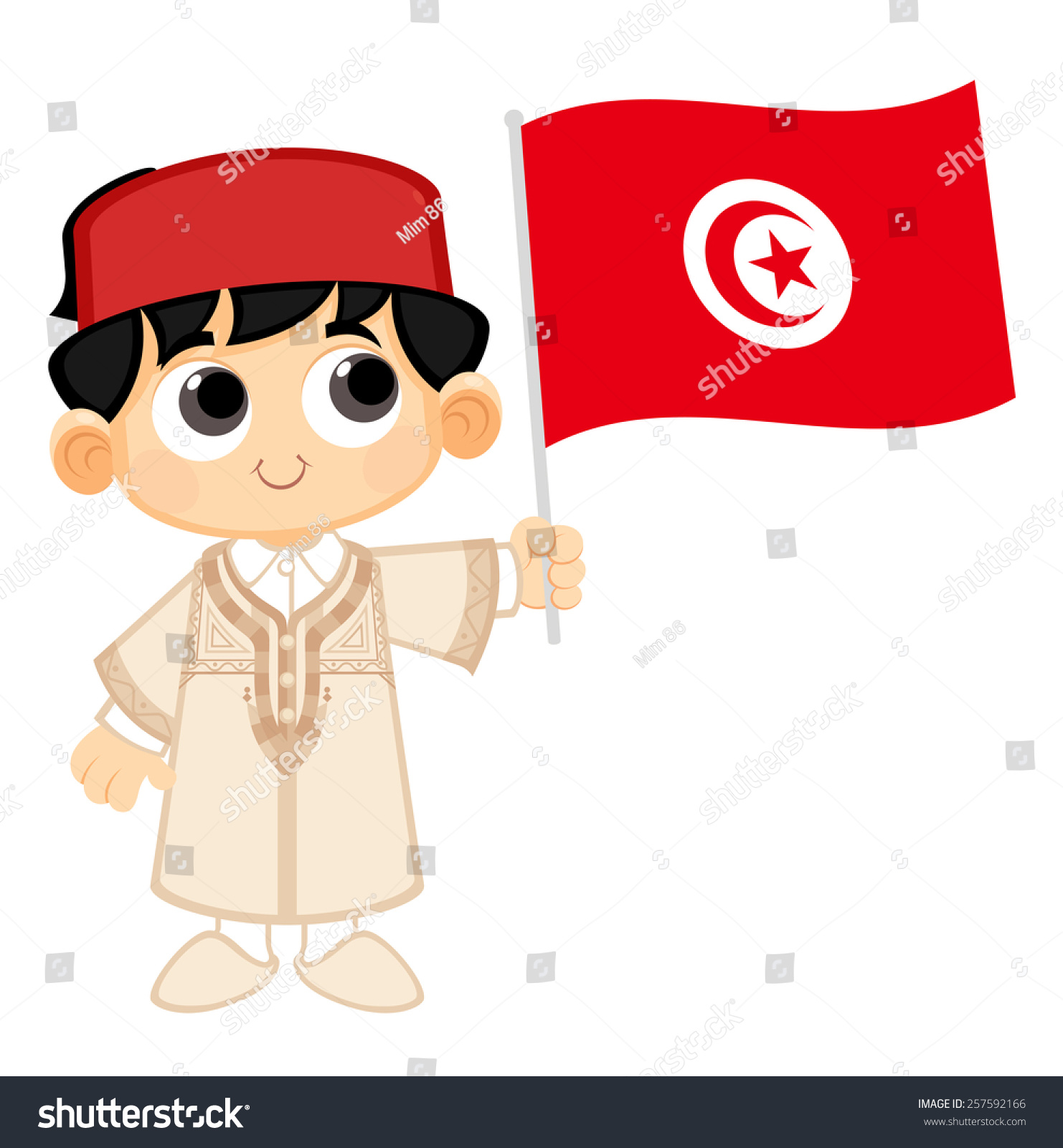 小男孩抱着突尼斯国旗-人物-海洛创意(HelloRF