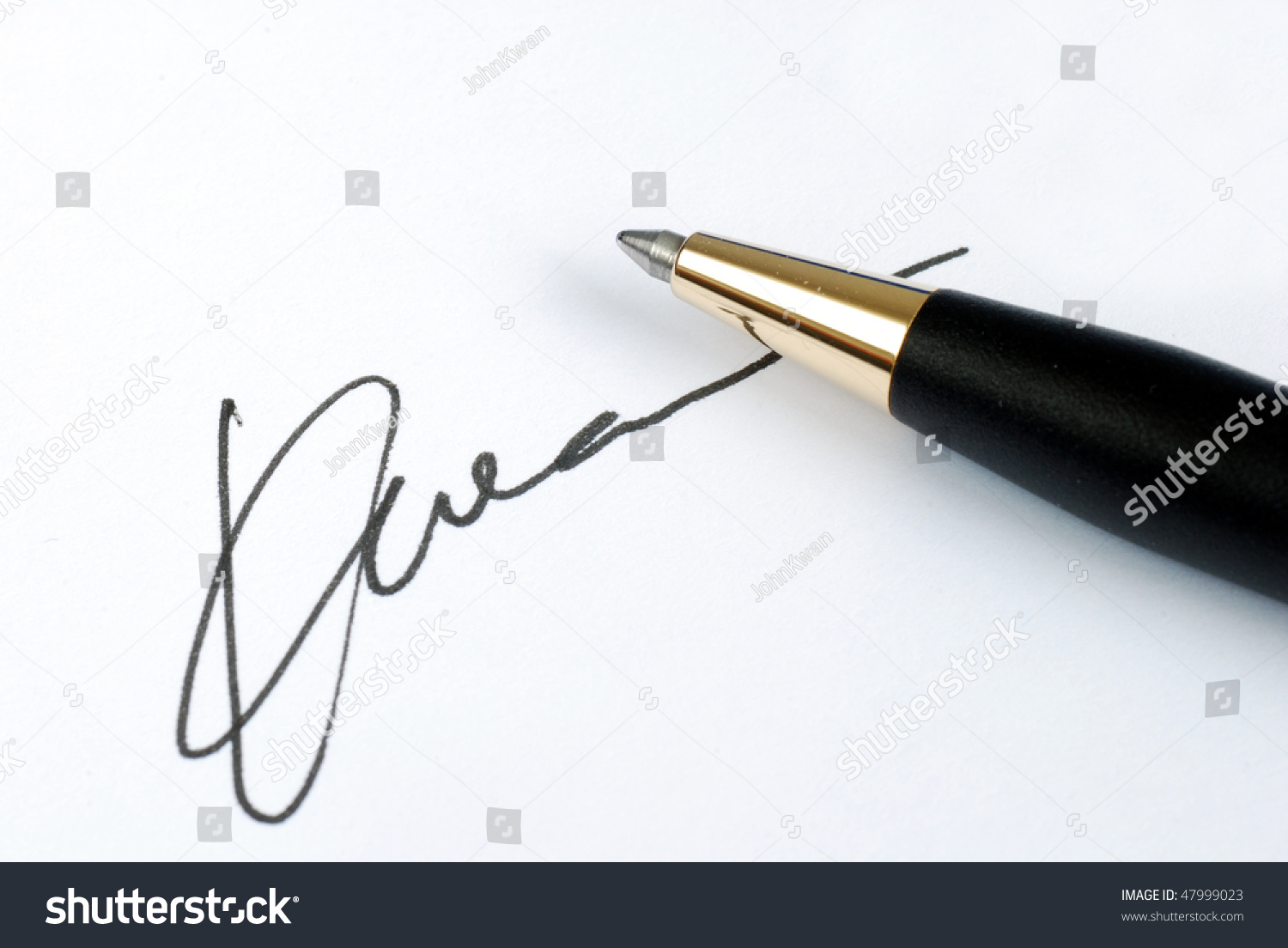 签署的名字印在纸上用钢笔-商业\/金融,物体-海