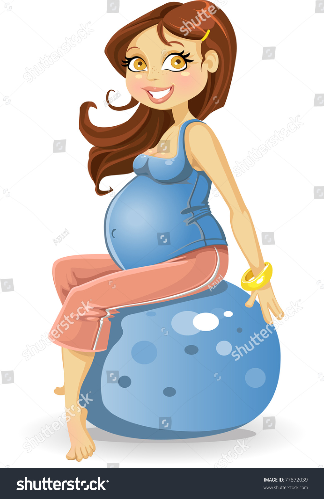 孕妇在蓝色健身房球-美容\/时装服饰,运动\/娱乐