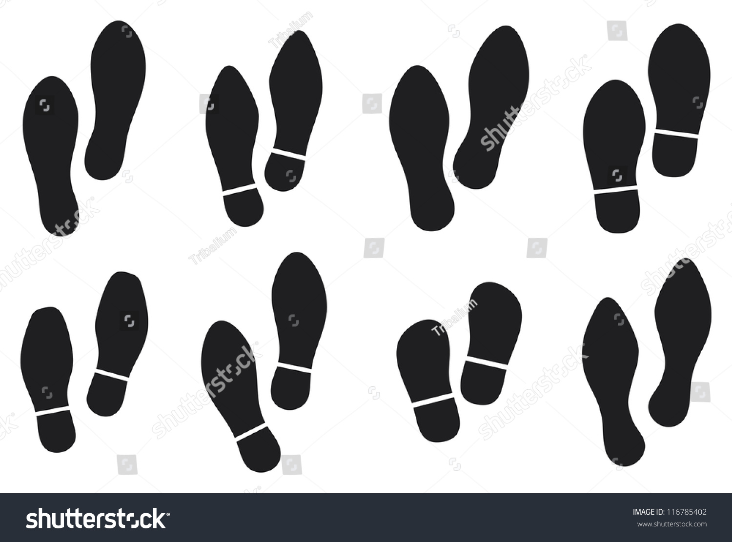 印底鞋的集合(唯一的打印,黑脚,鞋印,鞋剪影)-人