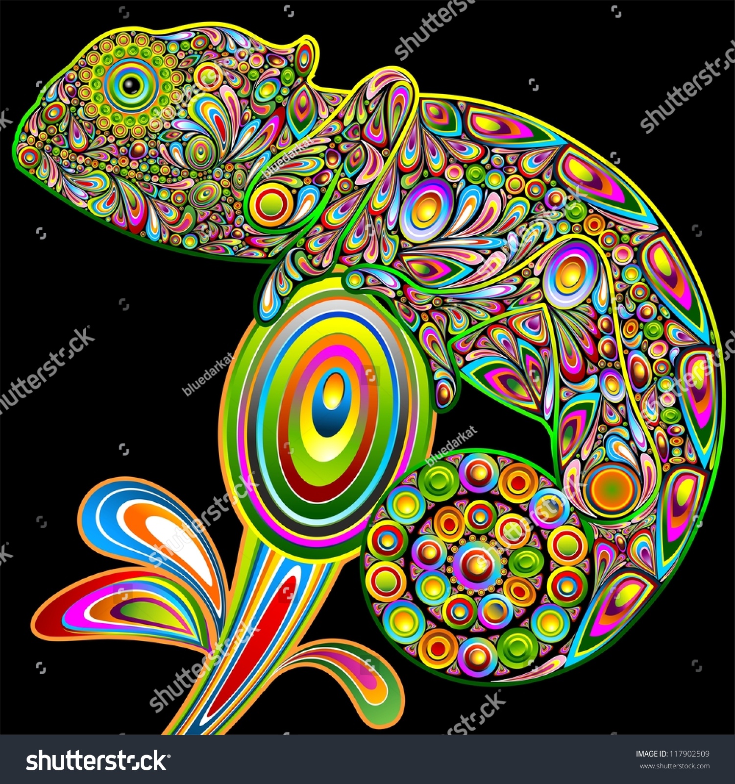 变色龙迷幻艺术设计-背景/素材,抽象-海洛创意(hellorf)-shutterstock