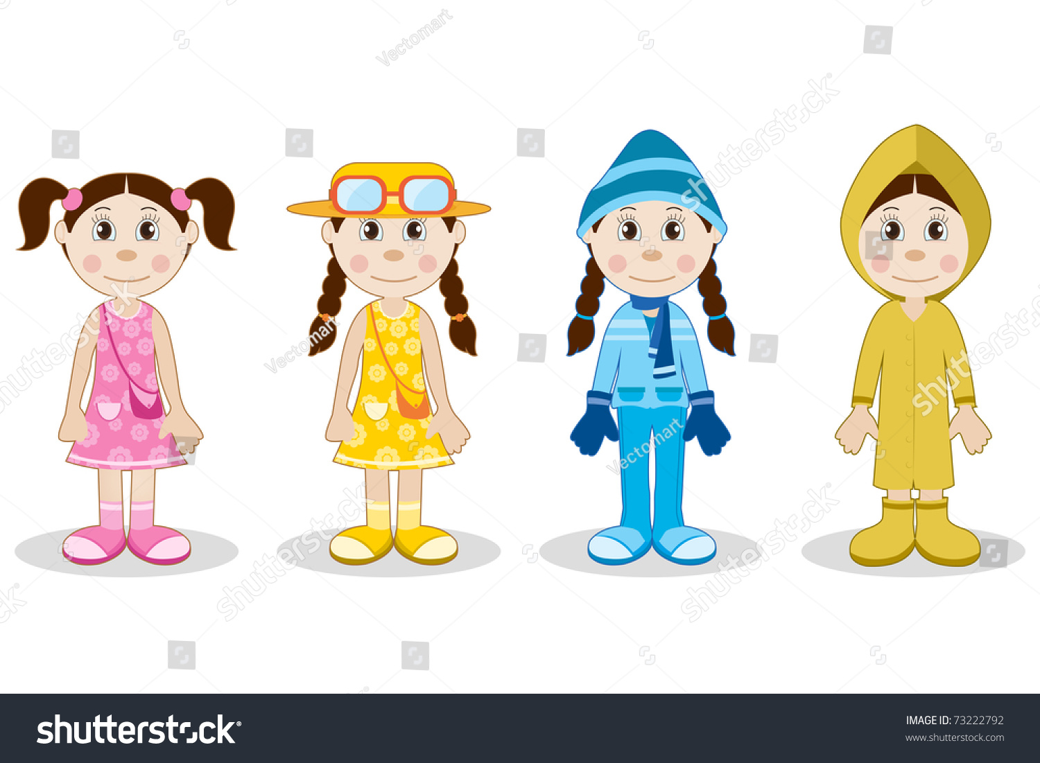 说明每赛季女婴穿不同的衣服-人物,插图/剪贴图-海洛创意(hellorf)